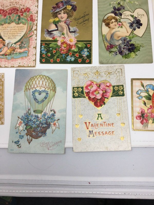 Valentine Postcard Lot of 25 Vintage Antique Mixed Cupid Hearts