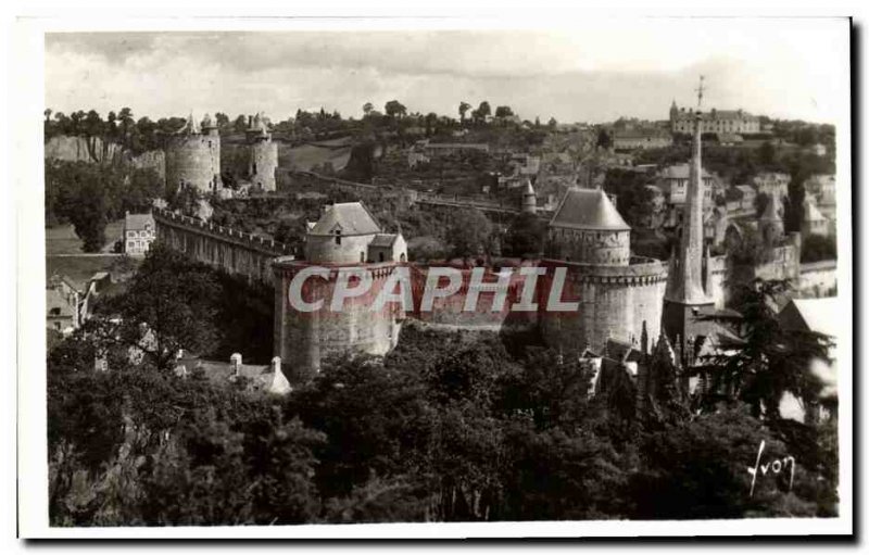 Modern Postcard Fougeres View gnerale du Chateau rocks taken from St Sulpice