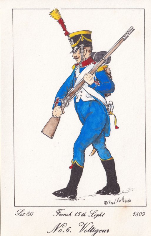 French 15th Light Regiment Volligeur Napoleonic War Soldier 1811 PB Postcard