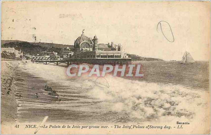 Old Postcard Nice Palais de la Jetee in heavy seas