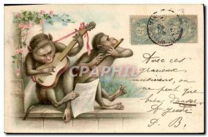Postcard Old Monkey Monkey Music