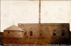 RPPC Water and Electric Light Works, Marcellus MI Vintage Postcard S33