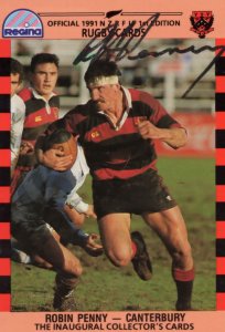 Robin Penny Canterbury Team Rugby 1991 Hand Signed Card Photo