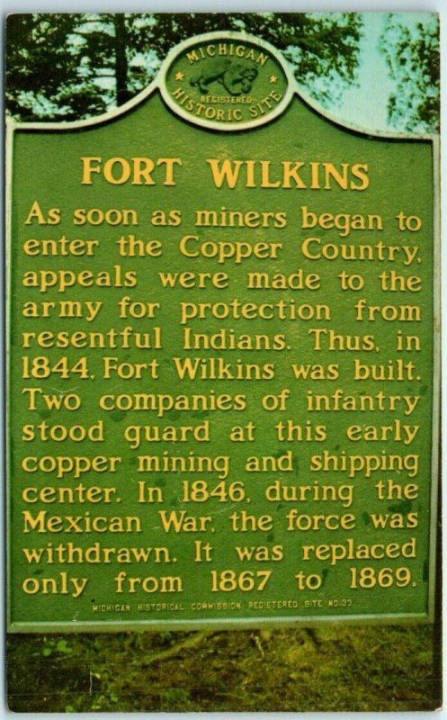 Postcard - Story Of Fort Wilkens, Copper Harbor, Michigan