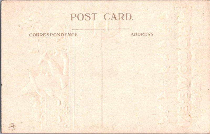 Vintage Witch, Cat, Cauldron, Test Tube, Spell, Love, Potion, Halloween Postcard