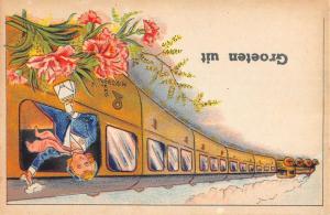Group Of 3 French Women Locomotive Train Souvenir Antique Postcards K72049