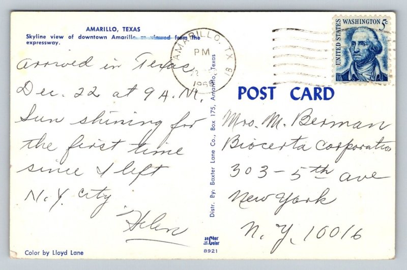 1969  Amarillo  Texas       Postcard