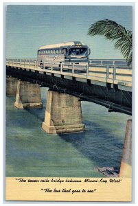 c1940's The Florida Greyhound Lines Bus Key West Florida FL Unposted Postcard