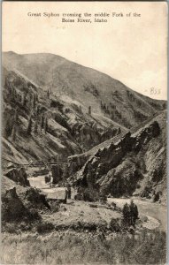 Great Siphon Crossing Middle Fork of Boise River ID c1910 Vintage Postcard C58