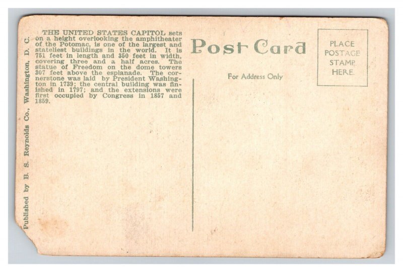 Vintage 1910s Postcard U.S. Capitol, Washington, D.C.
