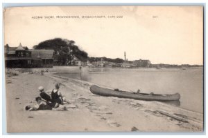 c1910's Along Shore Provincetown Massachusetts MA, Cape Cod Canoe Boat Postcard 
