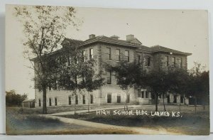 Rppc Larned Kansas High School Bldg Real Photo from Maggie Postcard O20