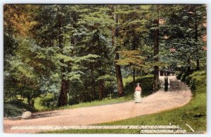 1908 DRIVEWAY DR REYNOLD'S BATH HOUSE GREENSPRING OHIO ANTIQUE POSTCARD