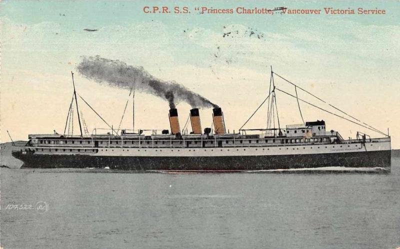 CRP SS Princess Charlotte Vancouver Victoria Service Antique Postcard J79250