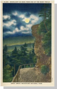 Smoky Mountains National Park, North Carolina/NC-TN Postcard, Moonlight/Nr Mint!