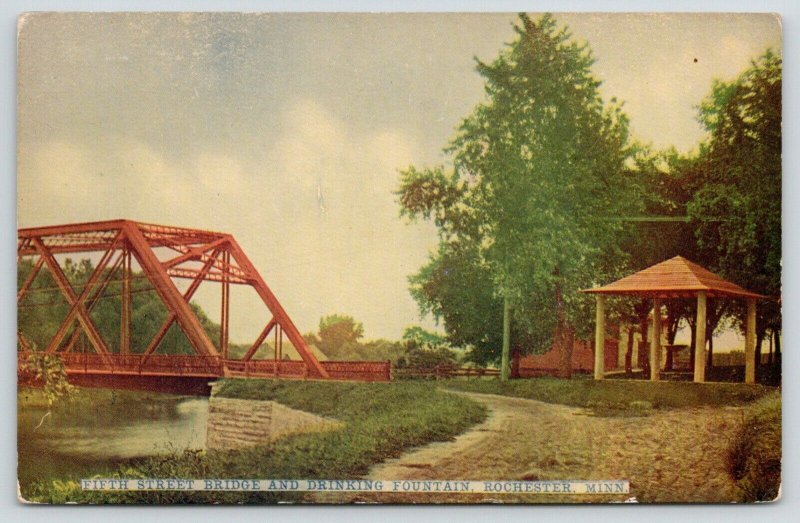 Rochester MinnesotaFifth Street Bridge & Shelter Drinking Fountainc1910 PC