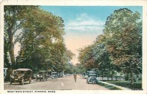 1920s HYANNIS MA West Main Street automobiles postcard 1508