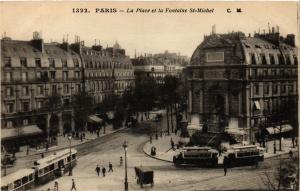 CPA Paris 6e Paris-La Place et la Fontaine St-Michel (312240)