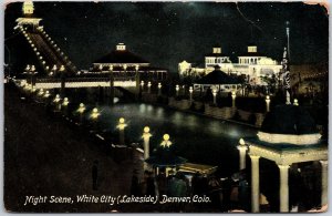 1909 Night Scene White City Lakeside Denver Colorado CO Posted Postcard