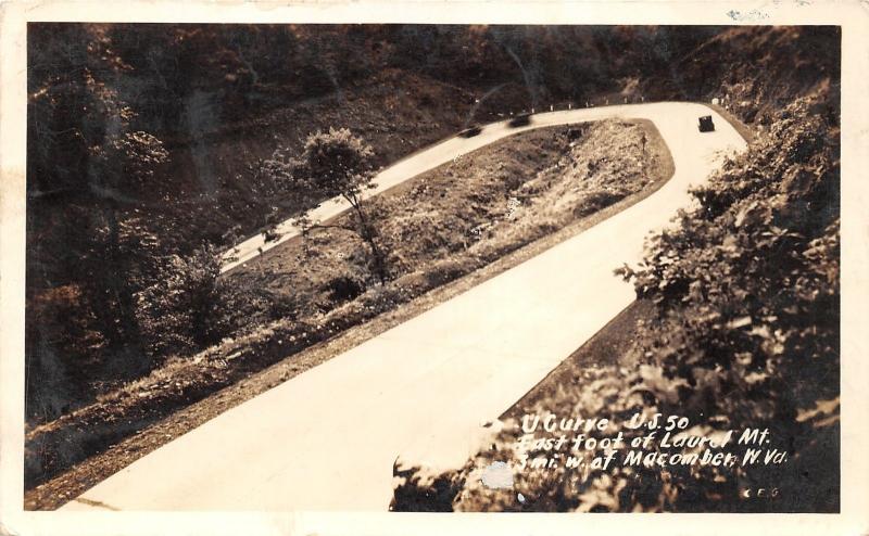 Rowlesburg-Macomber West Virginia~Laurel Mountain~Vintage Cars~US 50~1939 RPPC