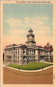 Polk County Court House Des Moines Iowa IA Linen Postcard VTG UNP Curteich  