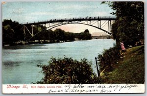 Vtg Chicago Illinois IL High Bridge Lincoln Park 1908 View Postcard