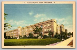 Vintage South Carolina Postcard - High School  Spartanburg