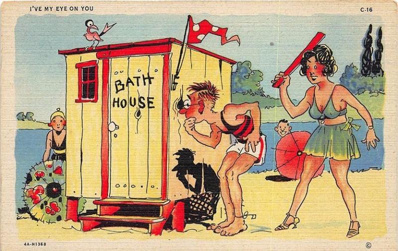 C16 Ray Walters Comic Postcards Naughty Out House Curt Teich Postcard