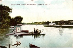 Sioux City, IA Iowa  BIG SIOUX~RIVERSIDE PARK  Dock~Swan Boat  ca1910's Postcard