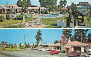 Santee SC Mansion Park Motor Lodge & Tastee Restaurant Old Cars Postcard