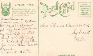 Vintage Postcard Language Of Flowers Violet As Faithfulness Lake & Mountains
