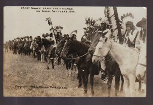 Oklahoma RPPC 1908 INDIANS Indian CRAZYSNAKE Wild West Show 101 RANCH OK KB