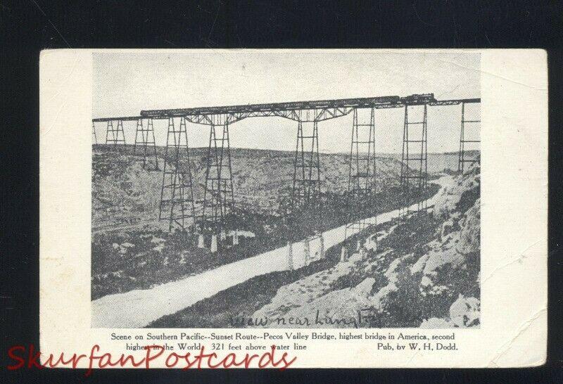 SOUTHERN PACIFIC SUNSET ROUTE PECOS VALLEY RAILROAD TRAIN BRIDGE OLD POSTCARD