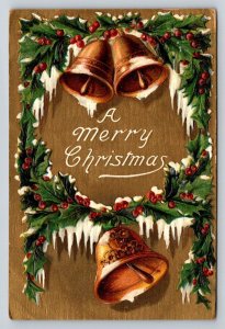 A Merry Christmas  Bells    Postcard