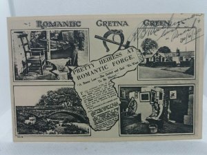 Vintage Postcard Romantic Gretna Green Multiview Signed by Priest 1940