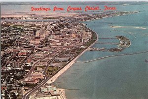 Postcard AERIAL VIEW SCENE Corpus Christi Texas TX AJ4644