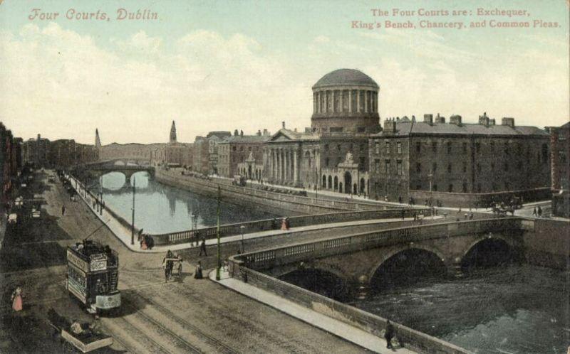 ireland, DUBLIN, Four Courts, TRAM (1910s)