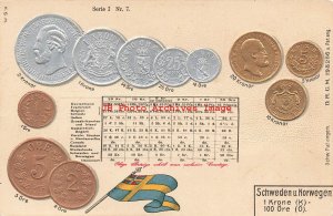 Numismatic Coin Postcard, Sweden & Norway