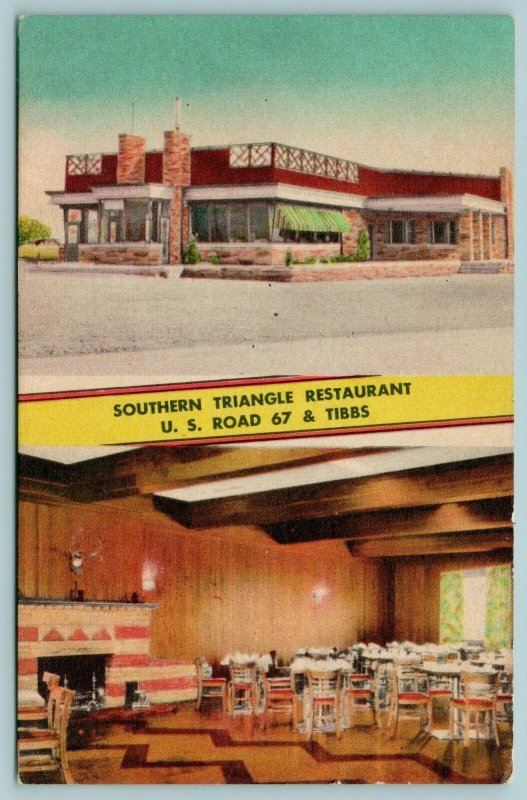 Indianapolis~Southern Triangle Restaurant~In & Out~US Road 67 & Tibbs~1950 Linen 