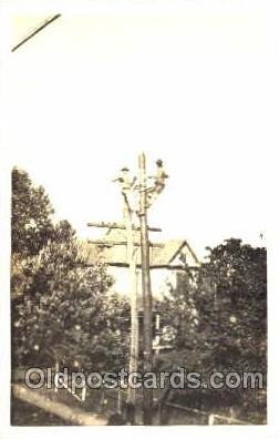 Utility Pole Workers, Telephone, Electric, Elecrical Linemen, Real Photo Unused 