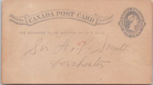 1882 Canada Post Card to Dorchester NB New Brunswick Postcard H54