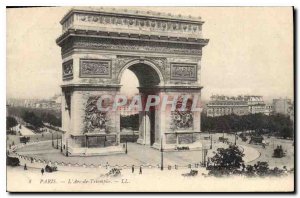 Old Postcard Paris Arc de Triomphe