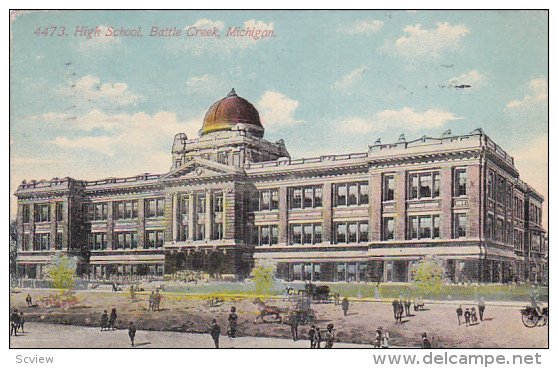 BATTLE CREEK, Michigan, PU-1911; High School, Horse Carriages