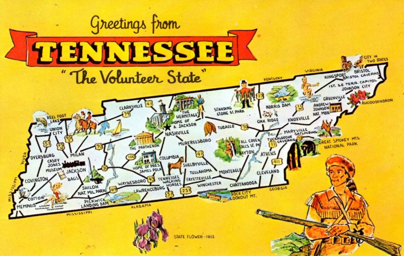 Greetings from Tennessee - The Volunteer State - in 1960s