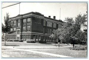 c1940's High School Building Campus Red Oak Iowa IA RPPC Photo Vintage Postcard