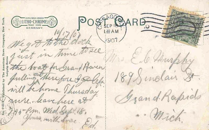 Old Covered Bridge Sandusky River Fremont Ohio 1907 postcard