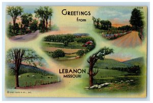 c1940's Greetings From Lebanon Missouri MO, Multiview Vintage Postcard