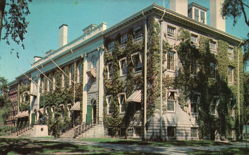 Vintage Postcard University Hall Statue Of John Harvard Cambridge Massachusetts