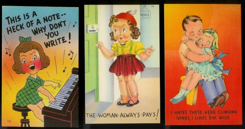 Comic Humor Postcards (44) ALL different ALL MINT Unused C1930s/1940s