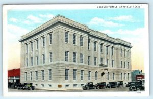 AMARILLO, Texas TX ~ MASONIC TEMPLE Street Scene ca 1920s Fraternal Postcard